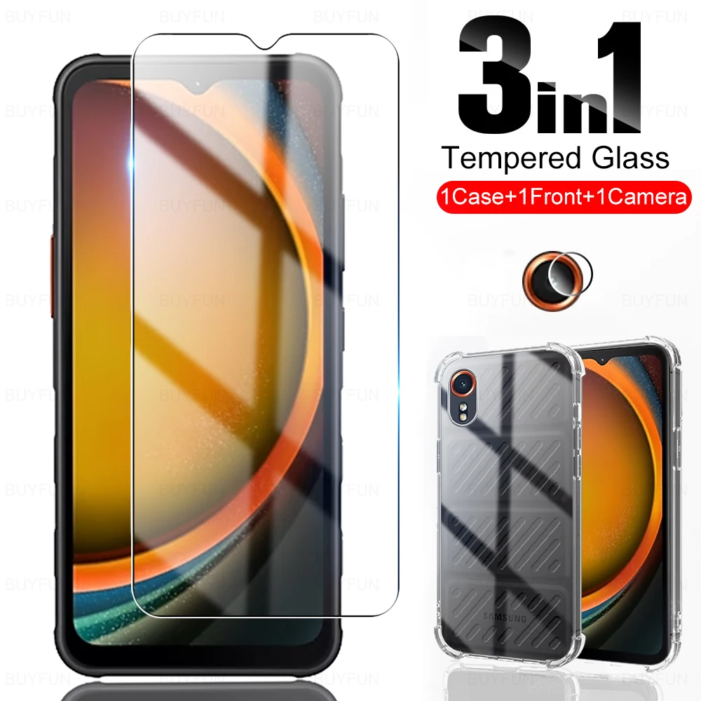 3in1 For Samsung Galaxy Xcover7 Phone Case & Tempered Glass & Lens Film Sumsung X Cover 7 Xcover cover7 7xcover Sansung Sansing