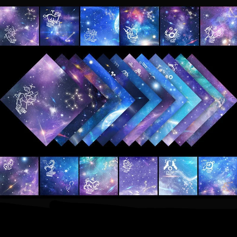 2024 Starry Sky Paper Folding Double Sided Constellation Night Sky Cartoon Paper Children's Craft Paper Kindergarten Art Folding