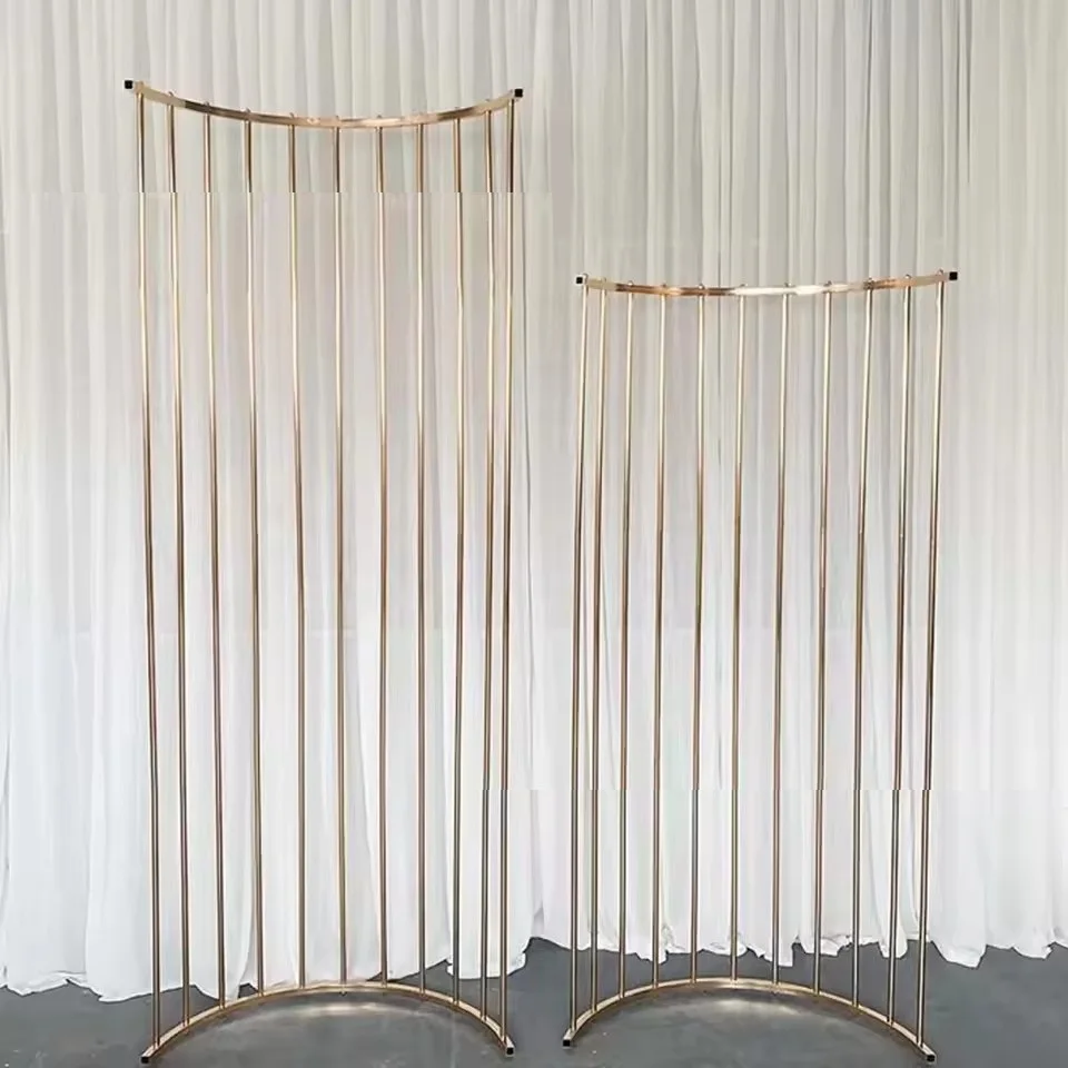 1 Stück Hochzeitsbühnen-Wanddekoration Aktivitätspaneel, halbkreisförmiger Blumenständer aus vergoldetem Metall, Hochzeitsbogen – Detail 5