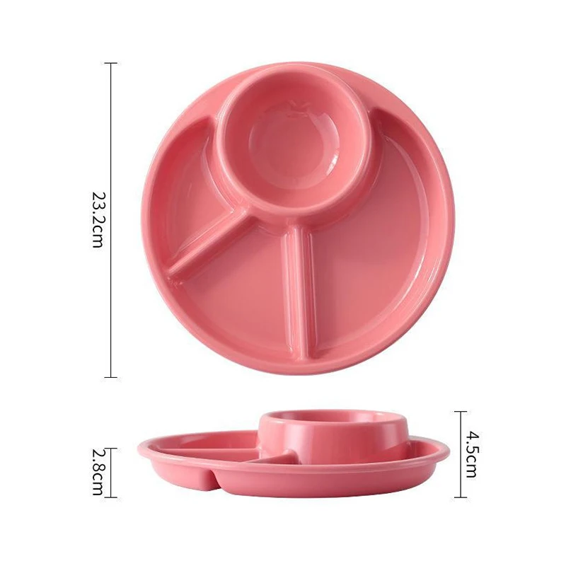 Reusable Round Dinner Plate Kitchen Dinnerware Portion Plates For Adults Compartments Microwave Safe