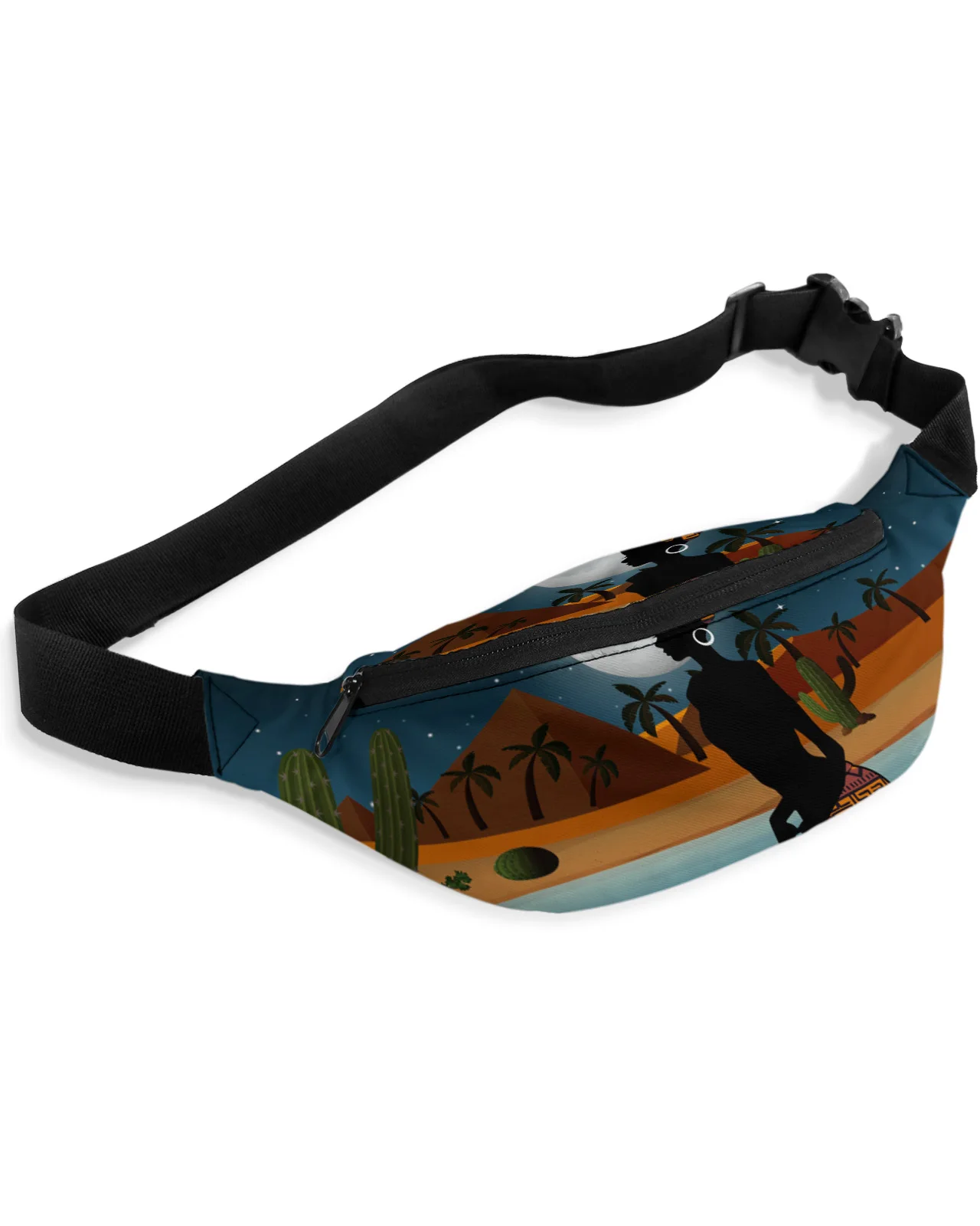 African Woman Desert Cactus Night Men Women Waist Bag Fanny Pack Purse Phone Belt Bag Wallet Pouch Waterproof Banana Hip Bags