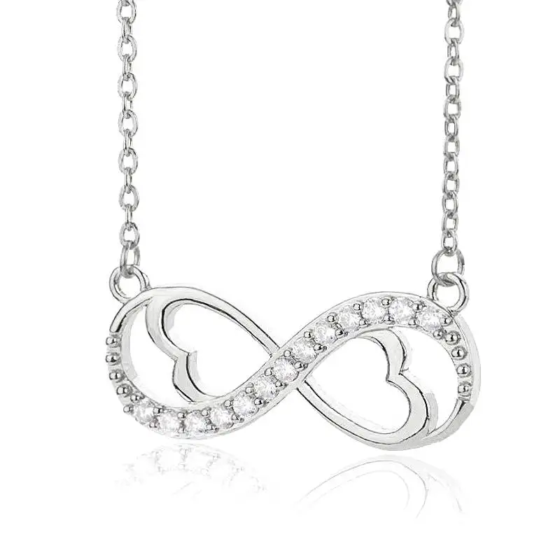 Huitan Damen-Anhänger-Halskette mit verbundenem Herz-Design, elegantes Hochzeitszubehör, eingelegt mit hellem CZ für Damen, Party, Alltag, Schmuck