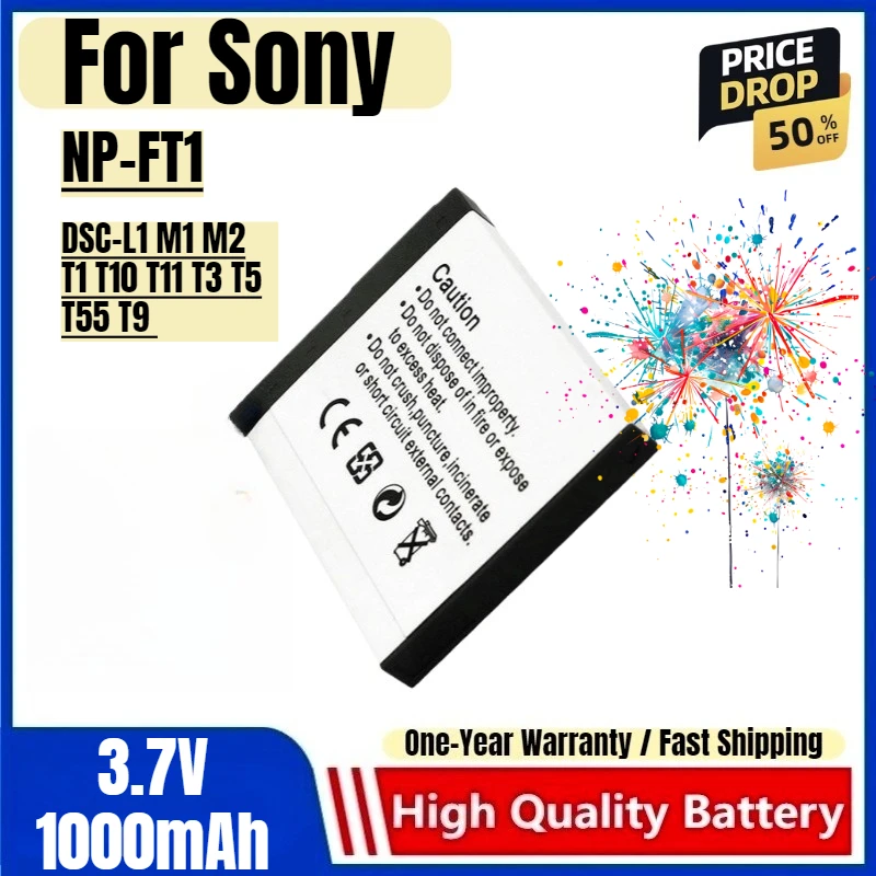 

NP-FT1 Battery 3.7V 1000mAh Rechargeable Batteries and Charger for Sony DSC-L1 M1 M2 T1 T10 T11 T3 T5 T55 T9 Camera Battery