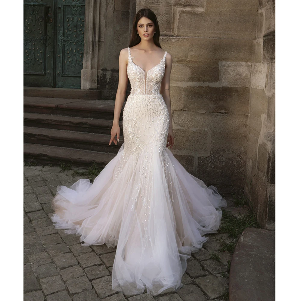 

Robe De Mariee 2023 New Arrivals Boho Sexy V-neck Mermaid Wedding Dresses Luxury Lace Appliques Bridal Gowns Vestido De Noiva