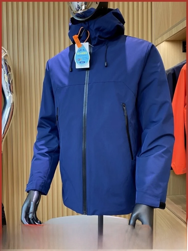 

Outdoor Men's Casual Cotton Jaet with 80 Du down Ba Splicing Windproof Warm Hooded Polyester Fiber Fabric Zipper Sle