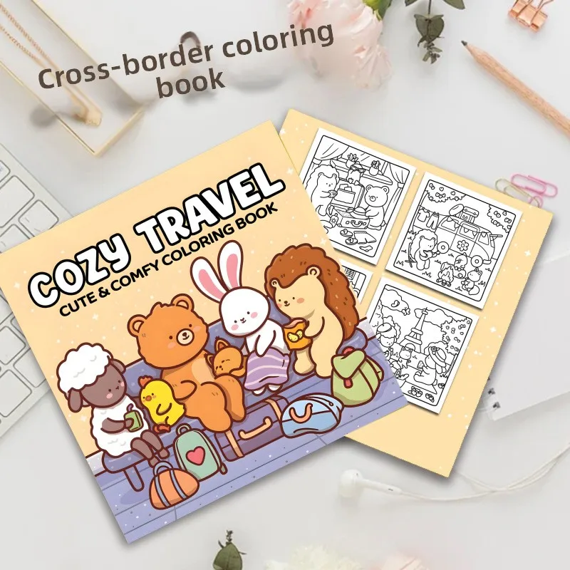 

Cute Comfy Travel Coloring Book Cozy Vacation Illustrations for Adults Stress Relief Relaxation Art Gift