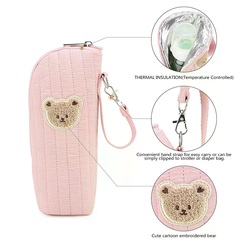 حقيبة زجاجات الأطفال المعزولة، نمط الدب الرائع، حامل زجاجات الأطفال الحراري، حقيبة نقل حليب الثدي، سهلة التنظيف #2