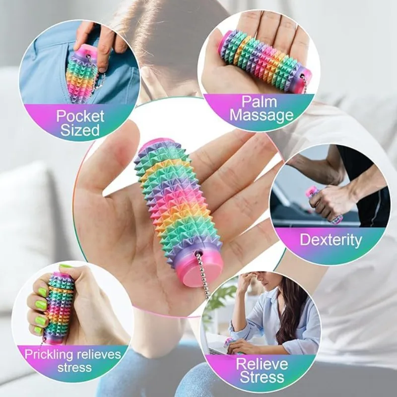 "Porta-chave sensorial tátil |   Brinquedo de alívio de ansiedade sem BPA com aderência espetada, ferramenta portátil de alívio de estresse para mesa de escritório "