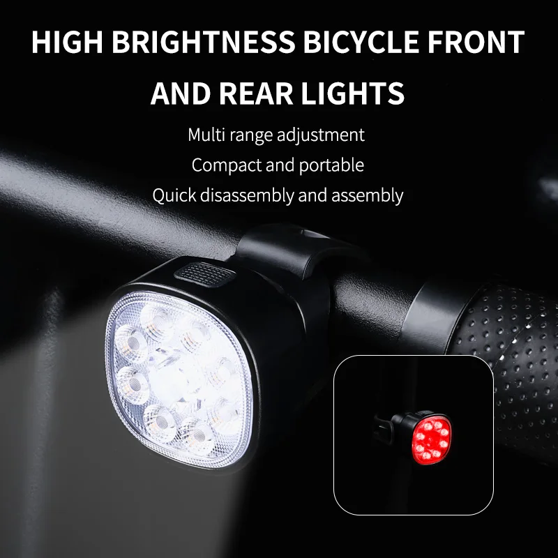 Luce per bicicletta MTB impermeabile Alimentata a batteria Avvertimento Fanale posteriore per bicicletta Set di luci per bicicletta a LED Faro e fanale posteriore per bicicletta