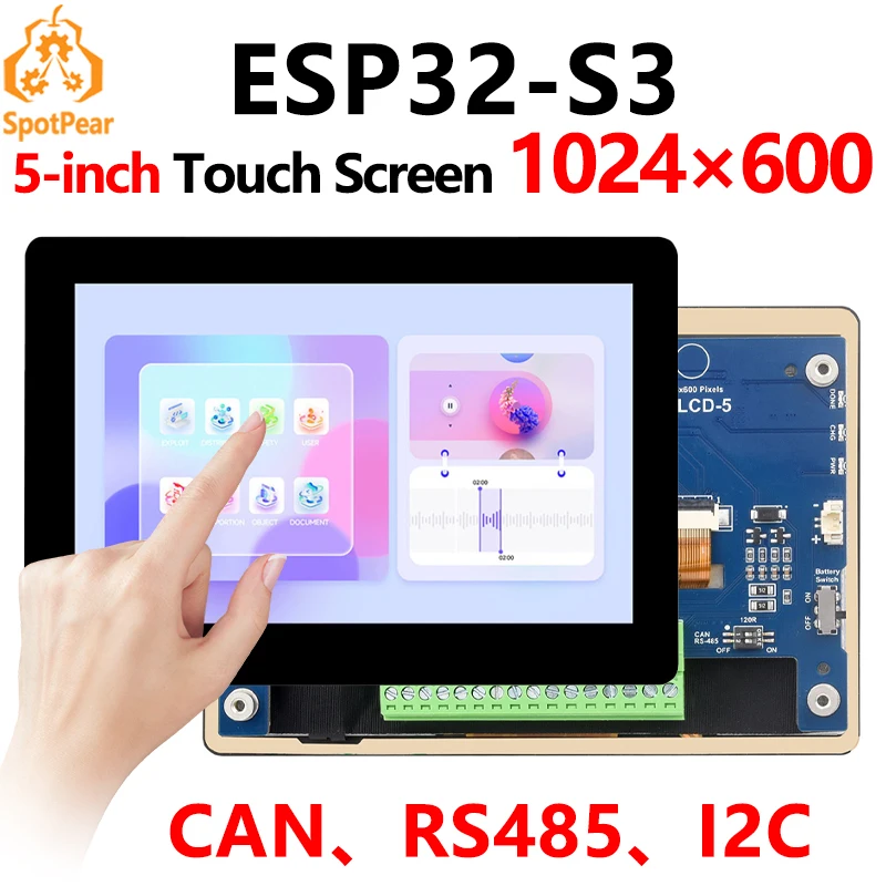 ESP32 S3 5 inch LCD (B) Development Board 1024x600 Captive TouchScreen Display LVGL HMI Sensor CAN RS485