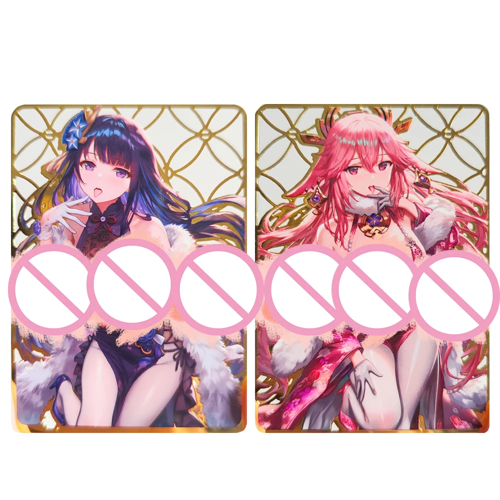 

Genshin Impact DIY Yae Miko Raiden Shogun Ganyu Funina текстура металлическая ажурная коллекционная открытка аниме праздничный подарок для мальчиков