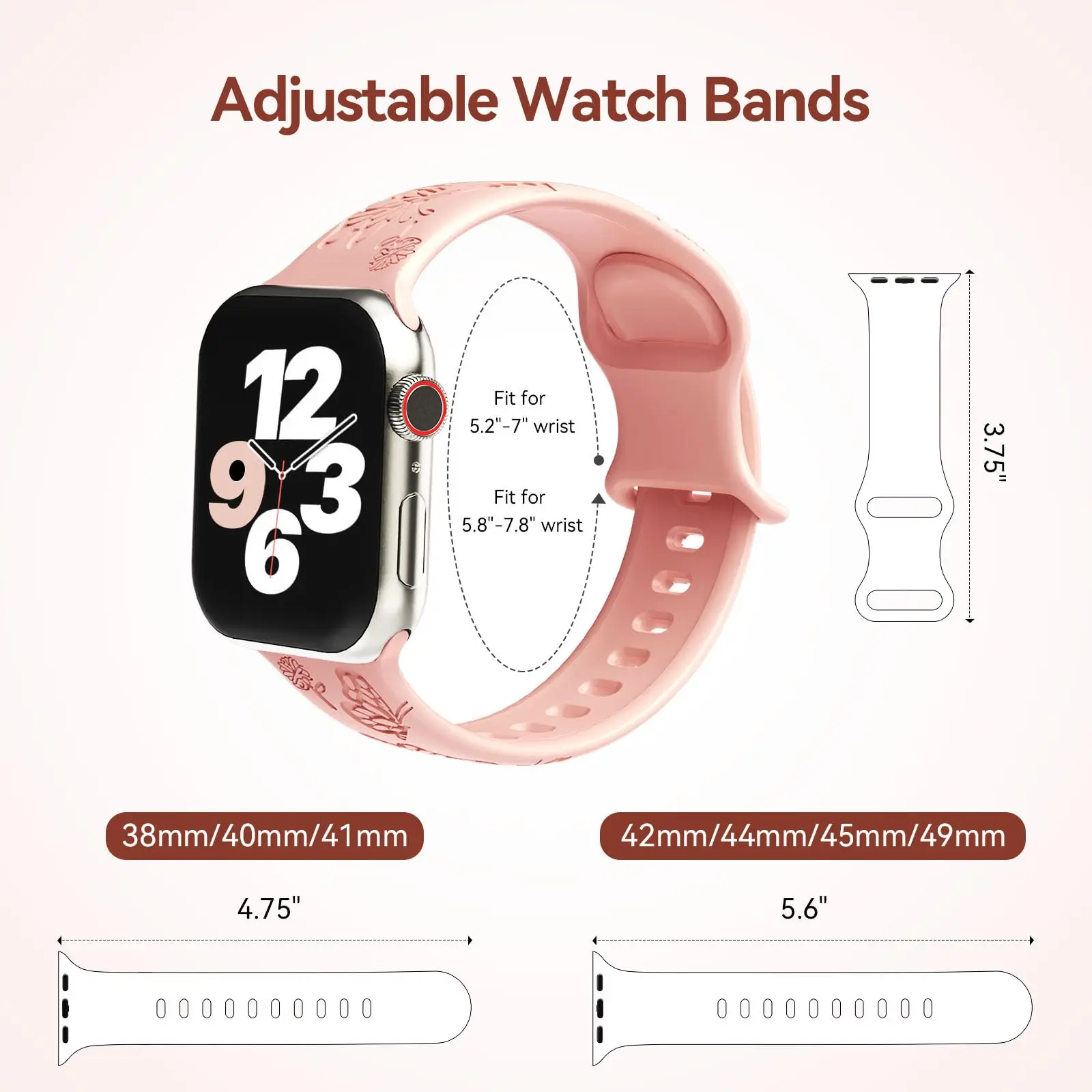 Apple Watch用シリコンストラップ,スタイリッシュ,スポーツ,iwatch 5,ウルトラ,49mm, 9mm, 8mm,7mm,46mm,s10,42mm, 45mm,44mm, 40mm 6、se、3、38mm