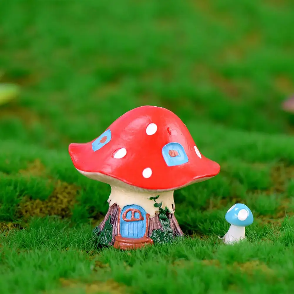 Cartoon Durable Lovely Mushroom House Sculpture Garden Decor Home Decor