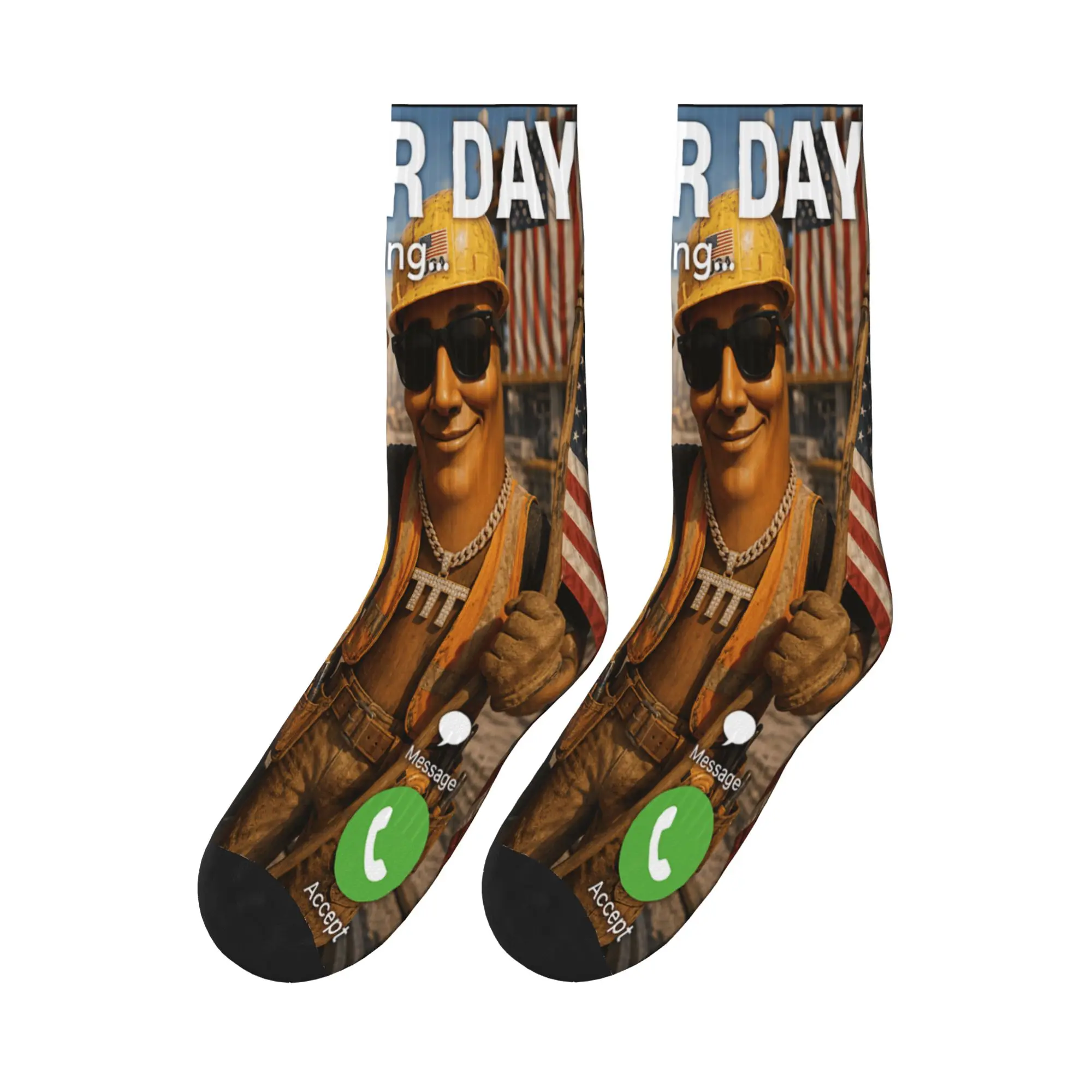 John Pork Tung Sahur Bro Proud Construction Worker Labor Day Socks  Printed Stockings Non Slip Couple Socks Quality Winter Socks