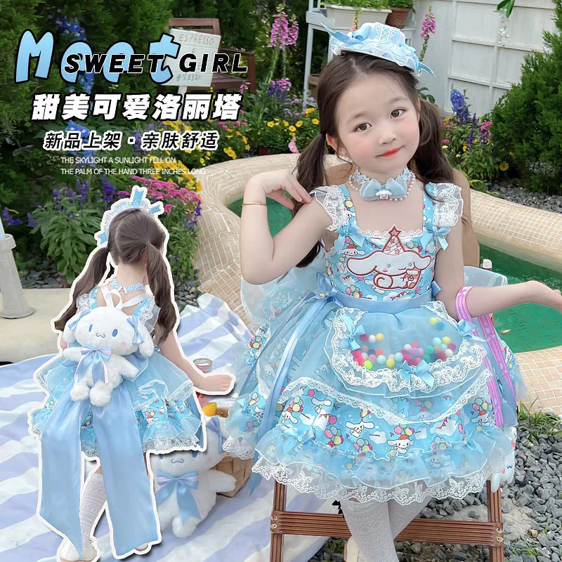 

Kawaii Cinnamoroll Girls' Lolita Princess Dress New Summer Anime Sanrio Girly Heart Cute Children's Dress Birthday Party Dress