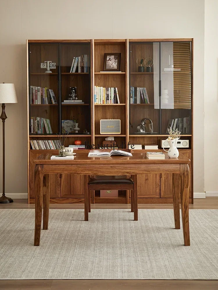 

*Modern new Chinese ebony log computer desk Solid wood desk