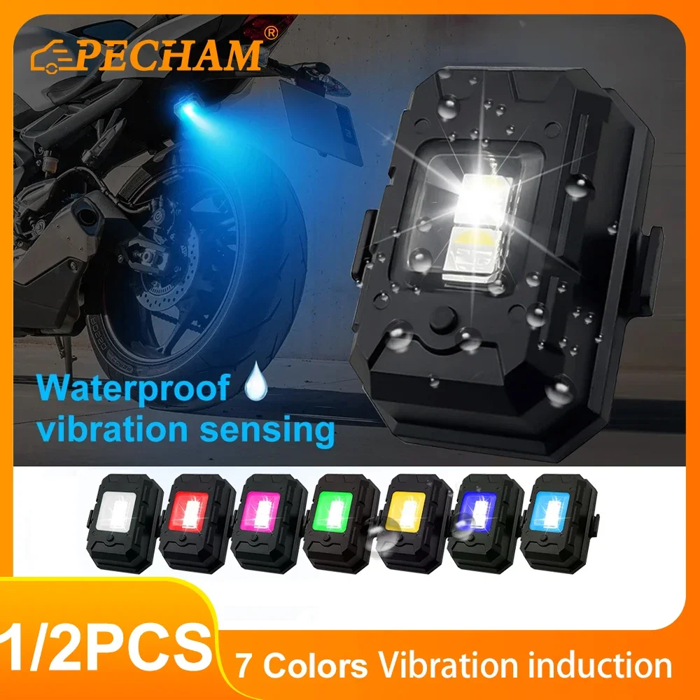 LED Strobe Warning Light Motorcycle Mini Safety Anti Collision Turn Signal Indicator 7 Color Drone Flash Lamp for Scooter Car