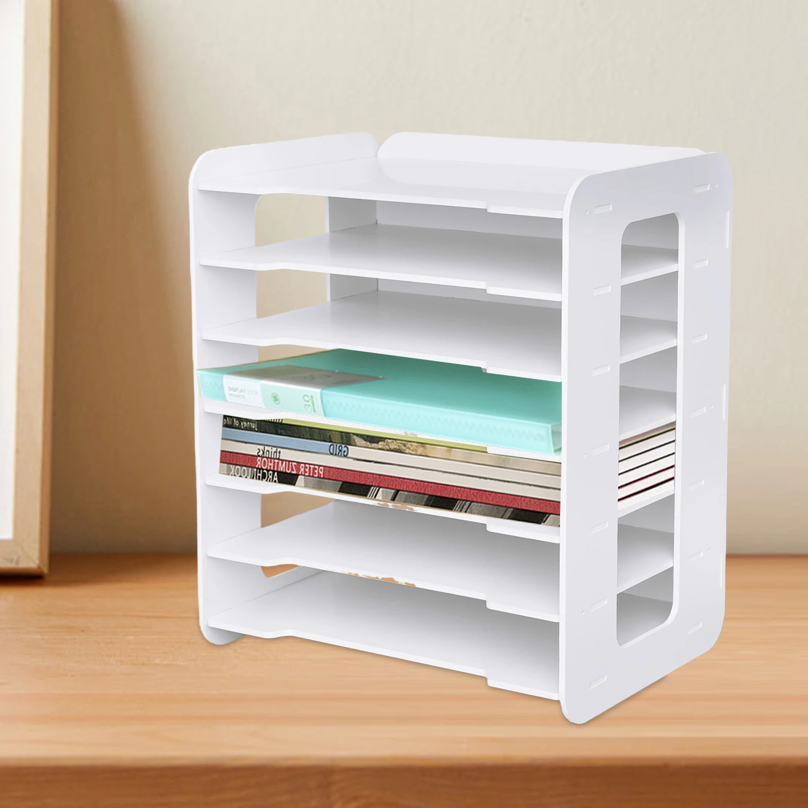 

Desk File Organizer with 7-Tier Storage, Durable PVC Build, Easy to Assemble, Ideal for Office and Home Document Management