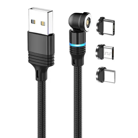 2.4A Magnetic Type C Charging Cable for Android Samsung Xiaomi Huawei Mobile Phone 540° Rotating USB C Data Sync Charger Cable