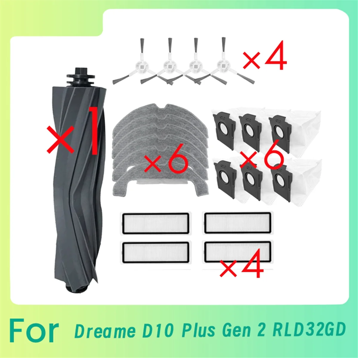 21 Pcs for Dreame D10 Plus Gen 2 RLD32GD  ing Robot Cleaner Parts Replacement Main Side Brush Mop Filter