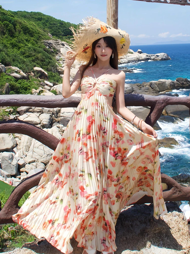 تنورة طويلة صيفية من Floral ter Ne Dr للسيدات من n Sle Beach Vaion Pure Desire Waist Exposure