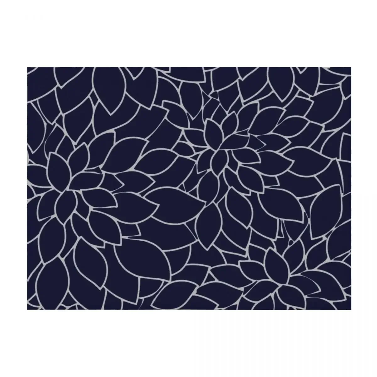 

Navy Blue Large Dahlia Flower Petals II Throw Blanket Decoratives manga Luxury Designer Moving Blankets