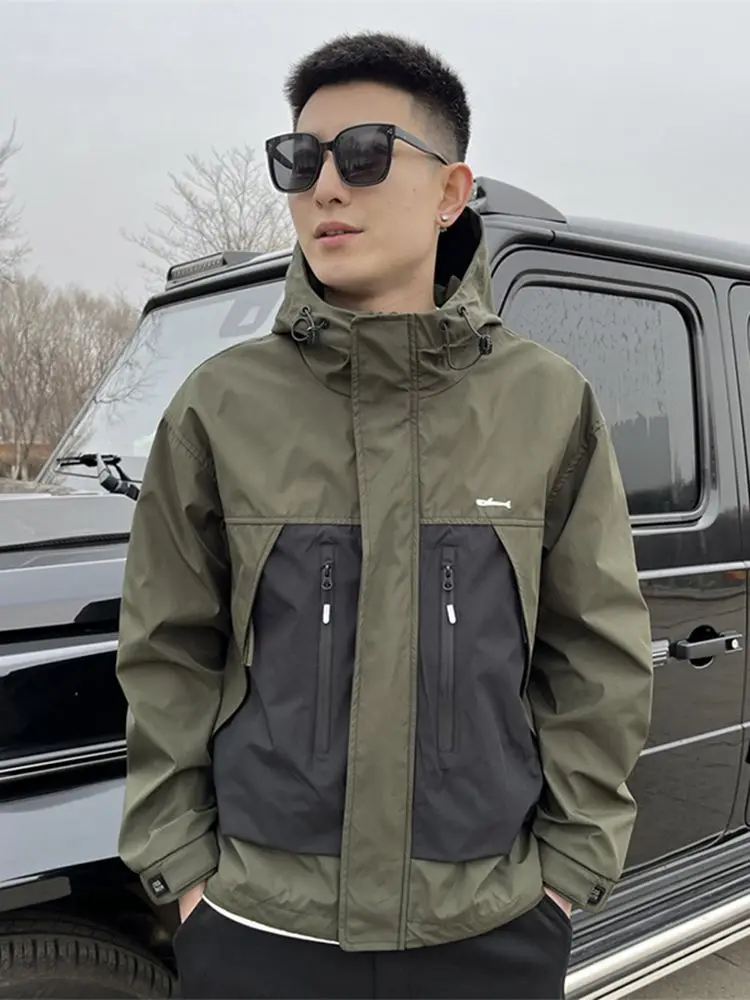 Men Bomber Jacket Military Motorcycle Jacket Zipper Outdoor Windbreaker Pockets Long Sleeve Casual Coats Korean Sportswear New