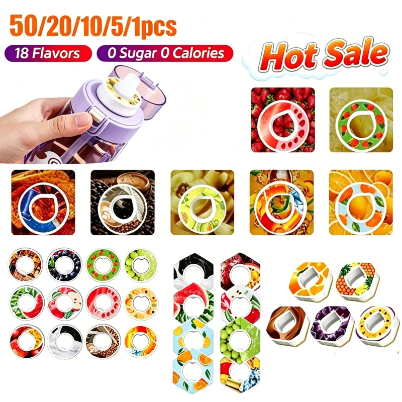 LUSQI Flavoring Pods Random 50Pcs/1Pc Three Shapes Flavor Pod Outdoor 0 Sugar Up Scent Fruit Flavour Water Drink Bottle Sport