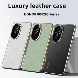 Fashion Leather Back Electroplated Hard PC Cover Case For Honor 200 100 Pro