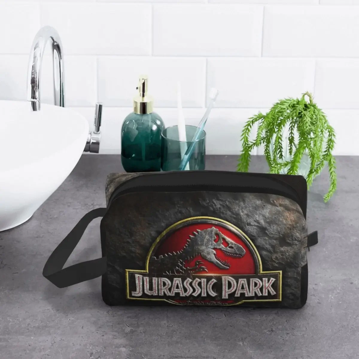 Custom Jurassic Parks Travel Cosmetic Bag for Women Dinosaur World Toiletry Makeup Organizer Lady Beauty Storage Dopp Kit