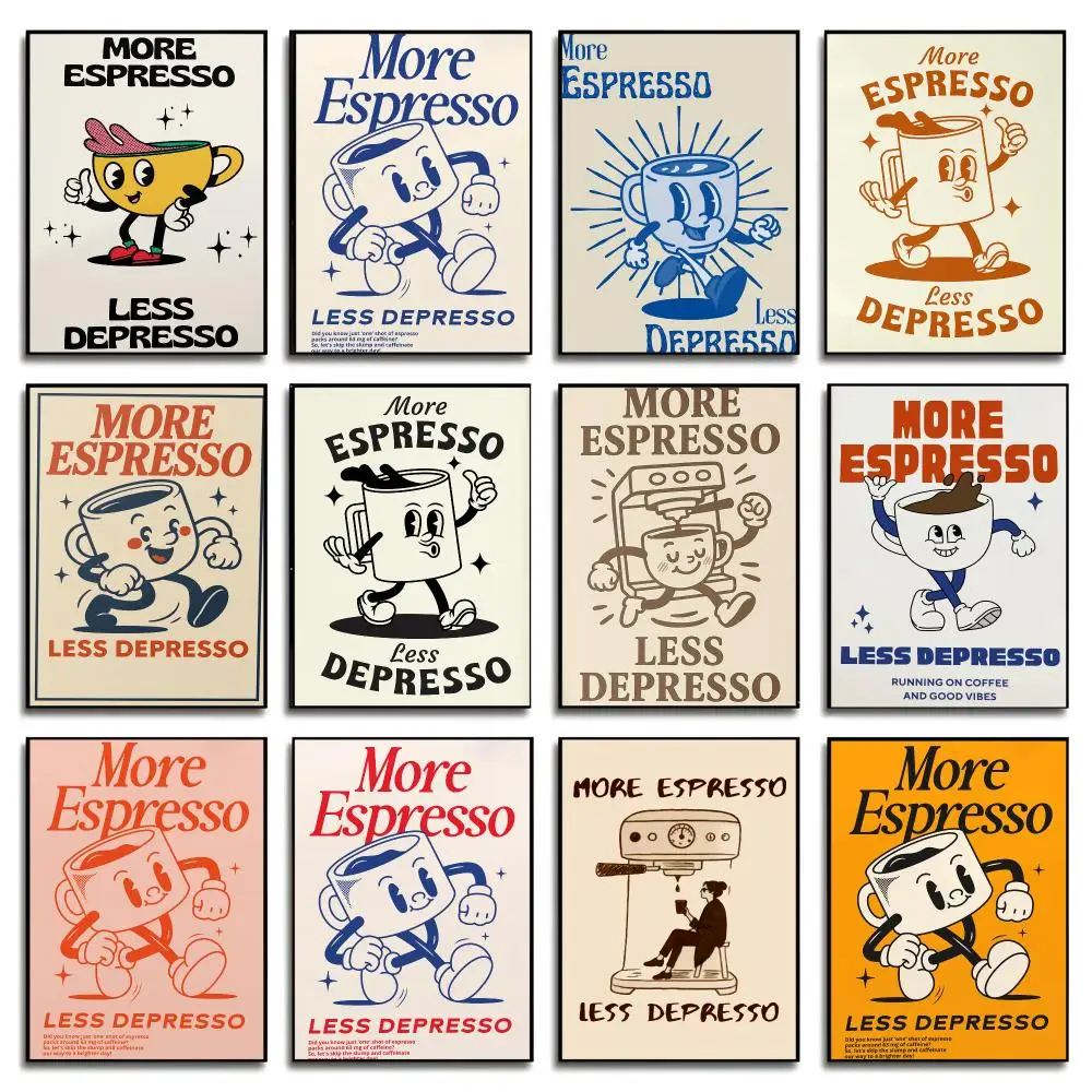 More Espresso Less Depresso Poster Wall Art Print Poster for Bedroom Living Room Decoration Home Decor Gift Room Artwork