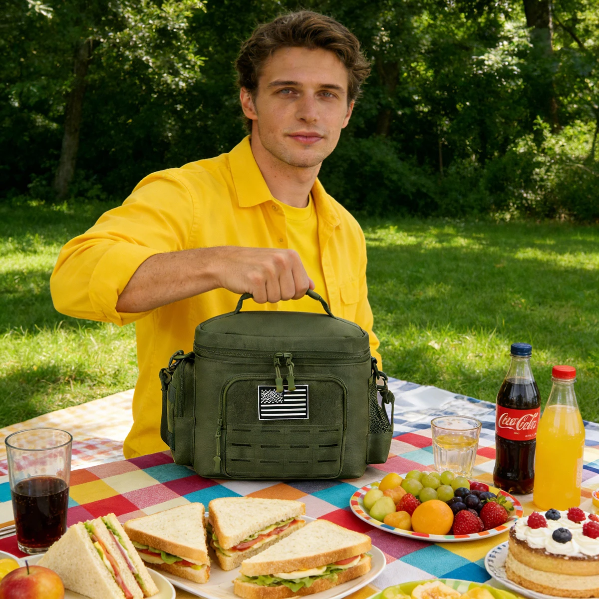 Fiambrera táctica para hombres, bolsa de almuerzo resistente al aire libre, bolsa térmica duradera con aislamiento a prueba de fugas para trabajo, comida, Camping, Picnic