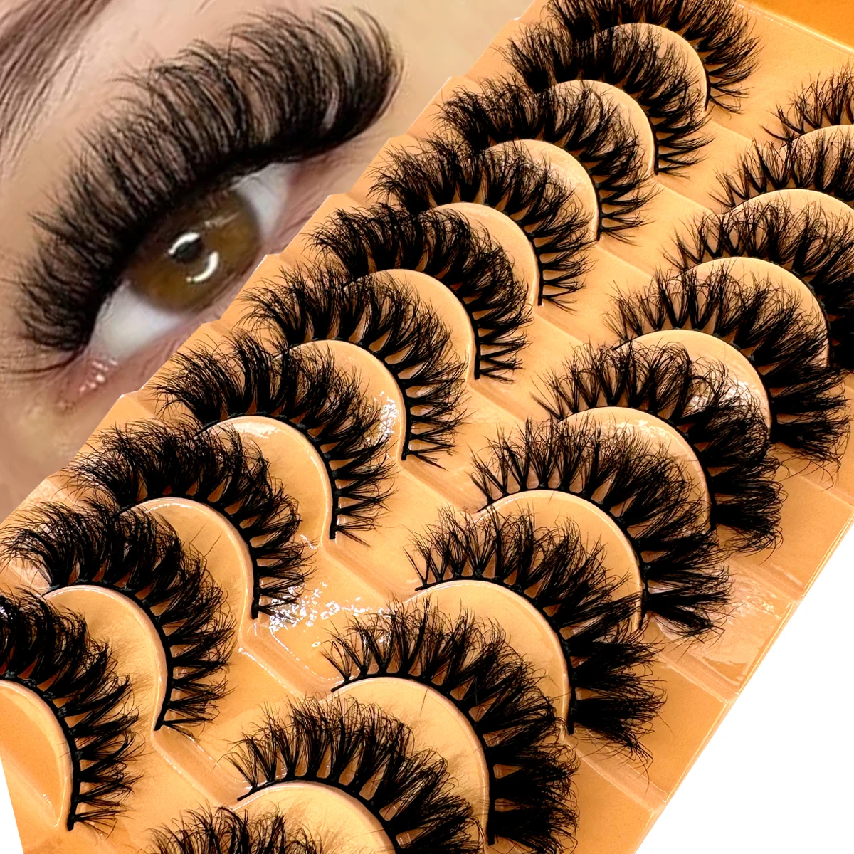 10 Paar flauschige künstliche Nerzwimpern, kurze, lange, unordentliche, zarte, natürliche Wimpern, handgefertigt, echte 3D-Nerzwimpern, Make-up, falsche Wimpern