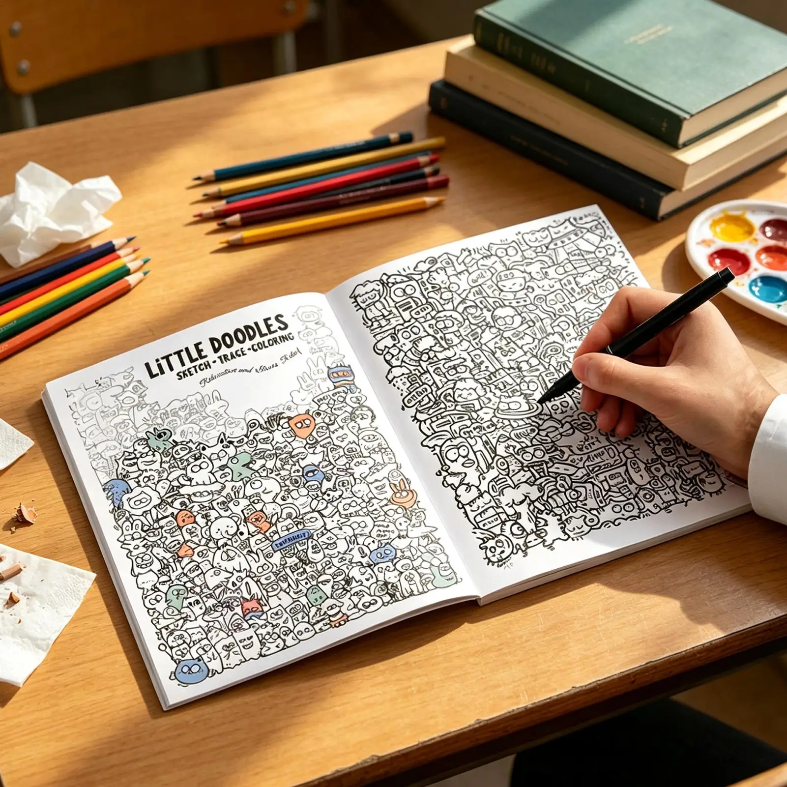 Adult Doodle Coloring Book Stress Relief Relaxation Activity Aesthetic Art Therapy Coloring Pages for Home Office Travel