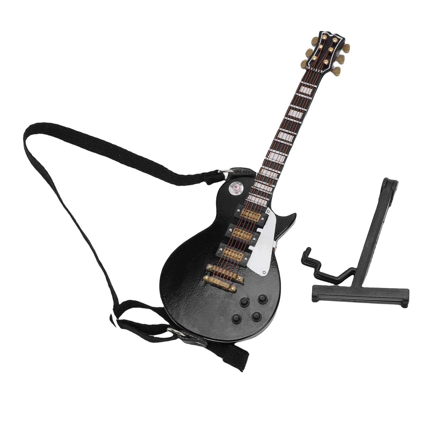 Miniature Electric Guitar 18cm Black Wooden Miniature Electric Guitar Model With Stand And Case For Home Decoration