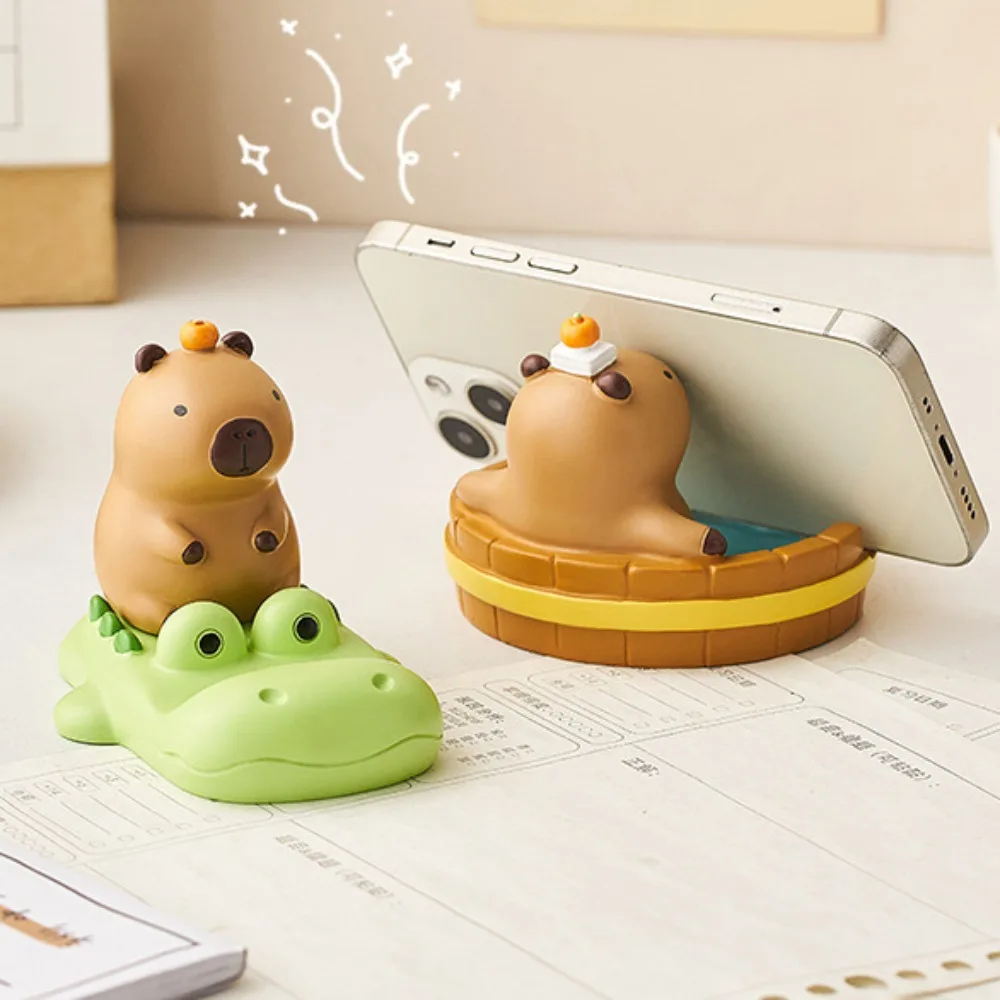 

Crocodile Capybara Phone Holder Ornament Desk Decor Capybara Mobole Phone Stand Creative Cute Capybara Model Toy