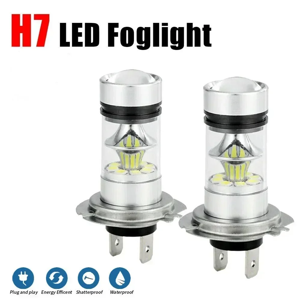 Frente Direita Faróis Esquerdos Lâmpadas, Luz de nevoeiro, Conversão H7 Eficiente, Super Branco, Alumínio, DC 12V-28V, 1100LM, 2Pcs Set