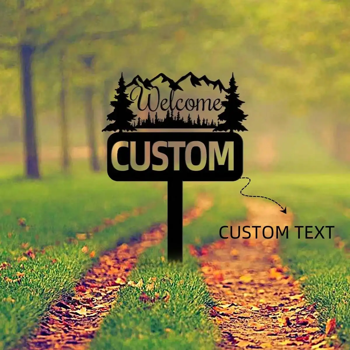 

Custom Mountain Tree Address Yard Sign Metal Garden Stake Personalized House Number