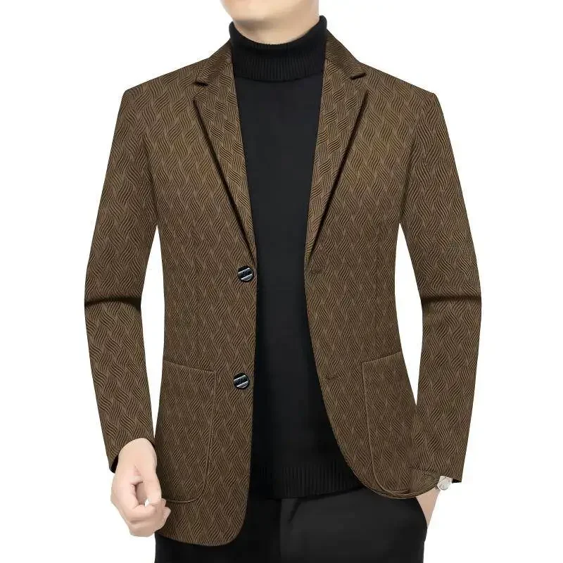 LIBIELIY Men's Fashionable Casual Jacket New Stylish Autumn Middle-Aged Dad Small Suit High-End Business