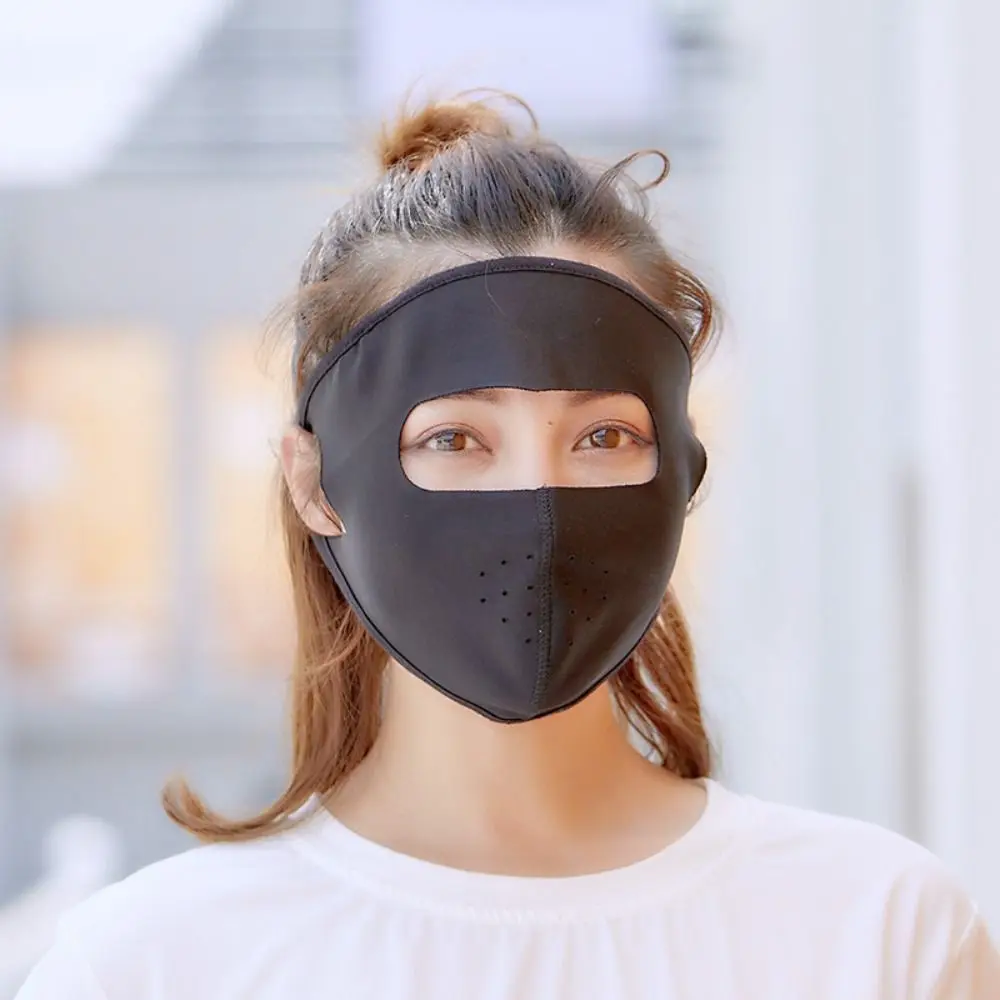 

Pure Color Ice Silk Sunscreen Mask Outdoor Face Shield Sun Protection Face Gini Mask Anti-UV Sunscreen Veil Driving Face Cover
