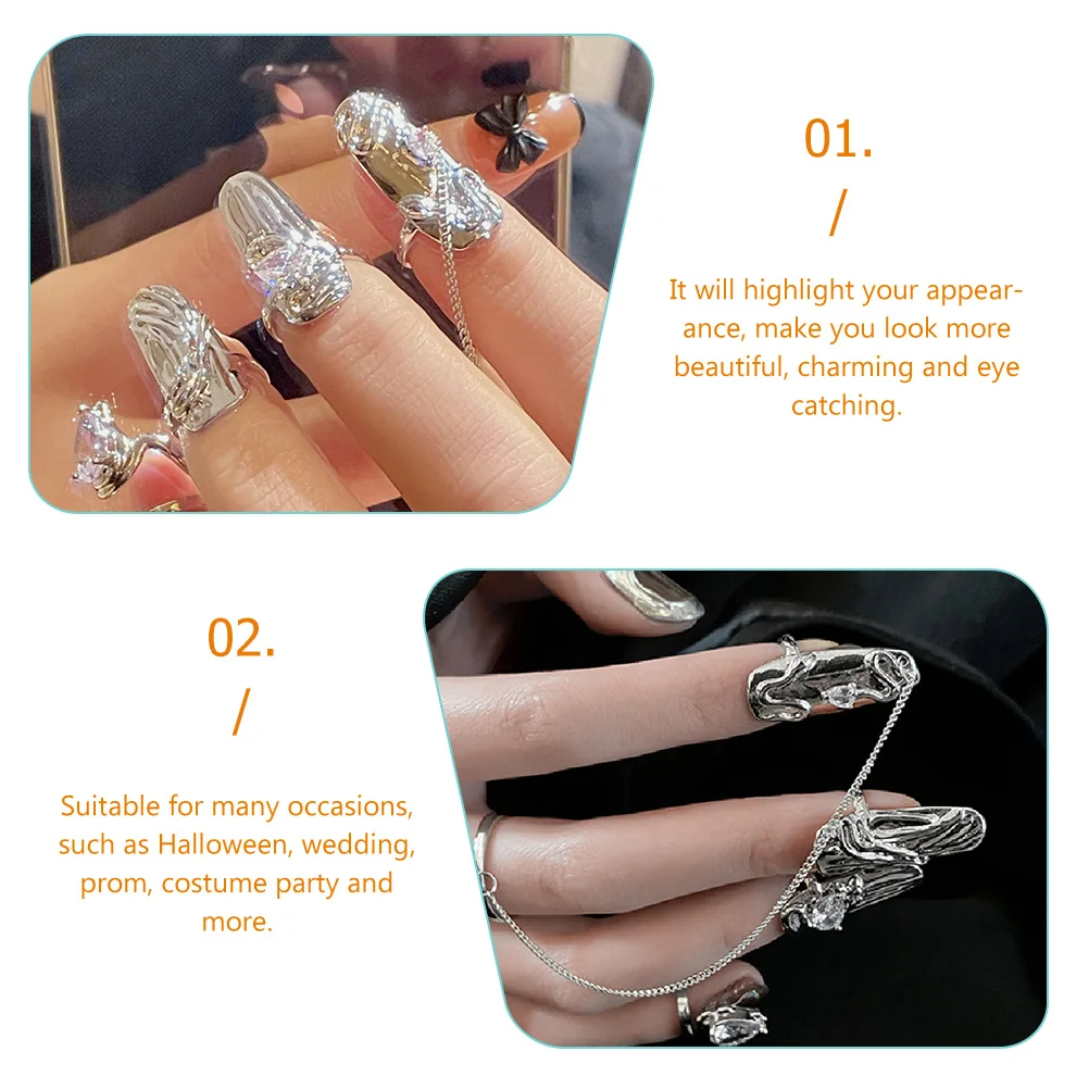 

4Pcs Nail Ring Women Alloy Adjustable Decoration Finger Claws Stylish Party Accessories Gift Jewelry Beautiful Design