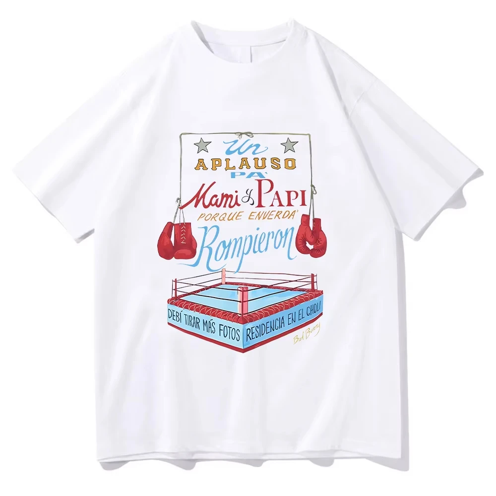 Camiseta Bad Bunny DTMF Merch Boxing para hombre y mujer, camisetas estéticas, camisetas de algodón de alta calidad, ropa informal divertida de alta calidad