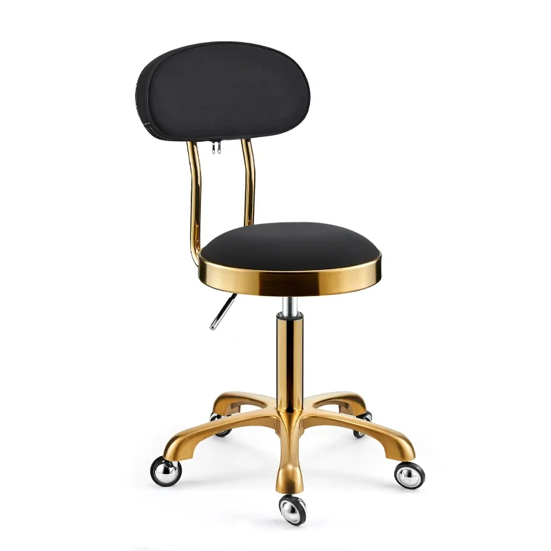 Tabouret de coiffeur rond en cuir, siège de manucure rotatif, chaise de barbier importante avec roues, tabouret polyvalent pour salon de beauté