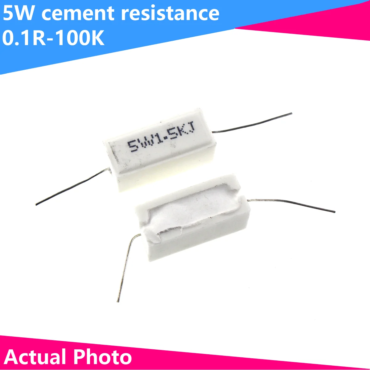 

10pcs 5W 5% Cement Resistor Power Resistance 0.1 ~ 10K 0.1R 0.5R 1R 10R 100R 0.22 0.33 0.5 1 2 5 8 10 15 20 25 30 100 1K 10K ohm