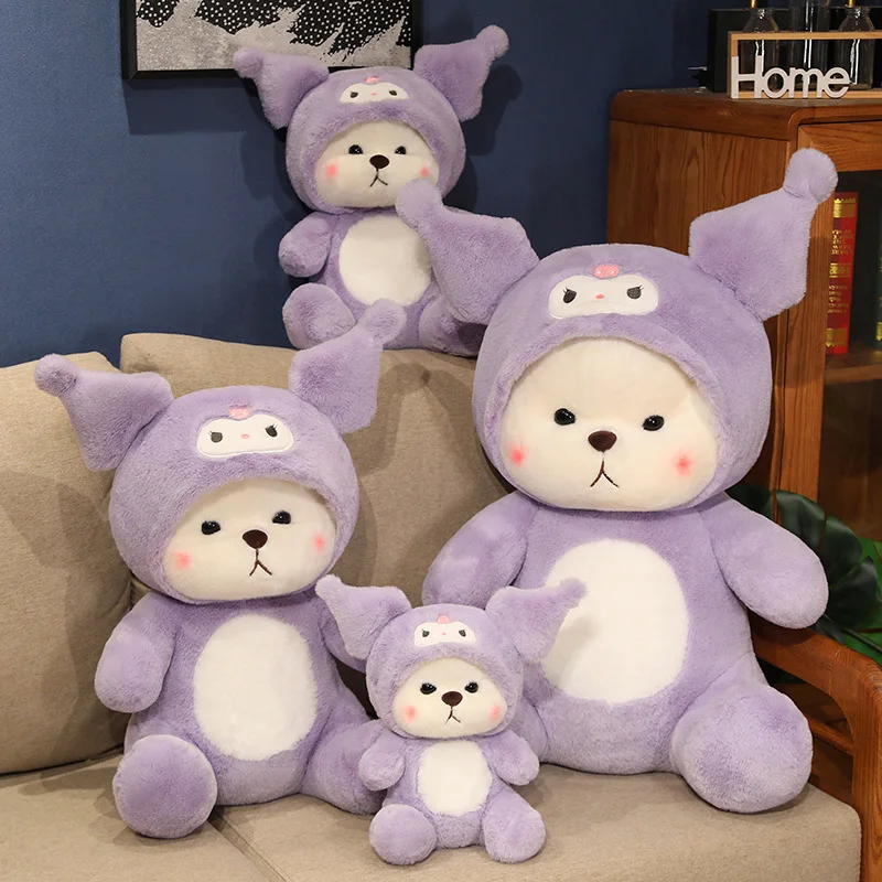 Sanrio Purple Kuromi Plush Toys Transforming Into A Bear Plush Doll Cute Plush Throw Pillow Gifts For Children