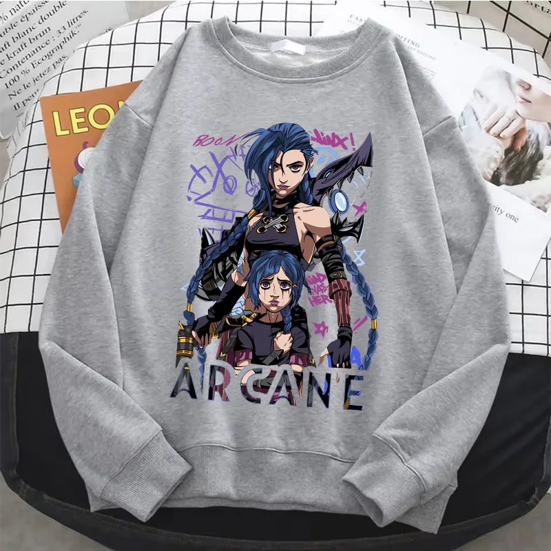 

fashion Anime Jinx Arcane Hoodie O-Neck Fleece Harajuku Hip Hop Pullover Tops Popular Music Sweatshirt Fans Gift tops