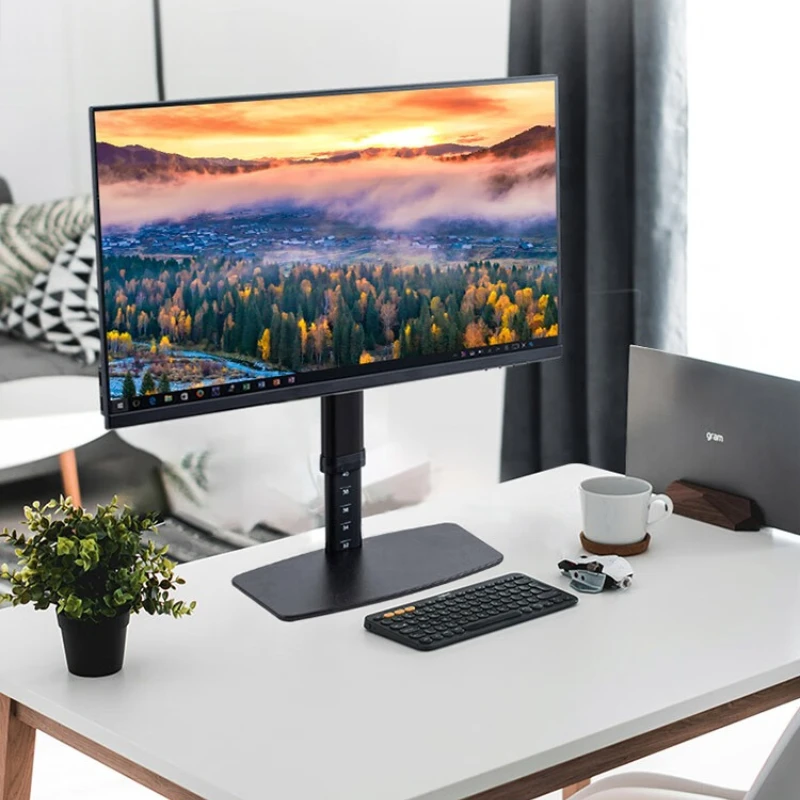 27 Inch Monitor Stand Height Angle Adjustable Rotating Iron Desktop Base Non Slip Easy Install Black Office Display 모니터 스탠드
