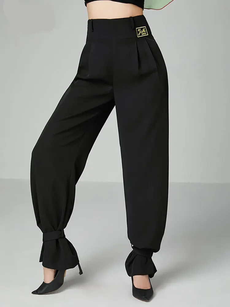 Latin Dance Pants 2024 New Square Dance Ballroom Dance Practice Clothes Fashion Beam Feet Women Long Trousers in Stock