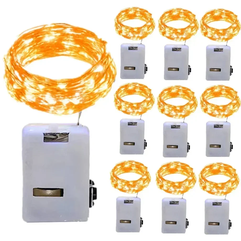 Paquete de 20 Luces LED de Cadena de 3/2/1m, Guirnalda de Alambre de Cobre Plateado, Luces Decorativas para Navidad, Bodas, Fiestas y Habitaciones
