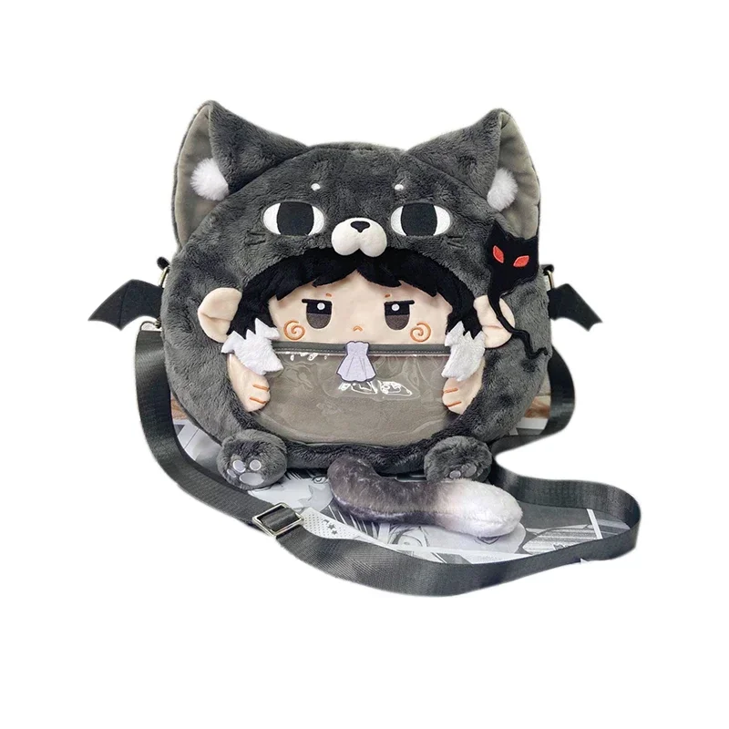 أنيمي الكلاب Ryunosuke Akutagawa حقيبة قطيفة حقيبة كتف على ظهره لوليتا Kawaii رمادي Crossbody حقيبة ساعي Itabag محفظة الهدايا